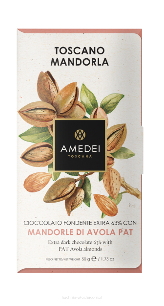 Toscano Mandorla - Czekolada Amedei Ciemna z Migdałami, 50g