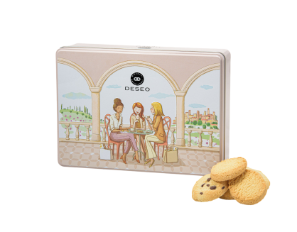 Ciasteczka maślane i czekoladowe w ozdobnej puszce, 240g