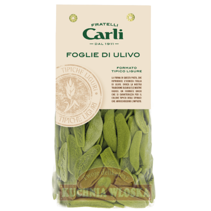 Foglie di Ulivo - Makaron "listki oliwne" z pszenicy durum, Carli, 500g